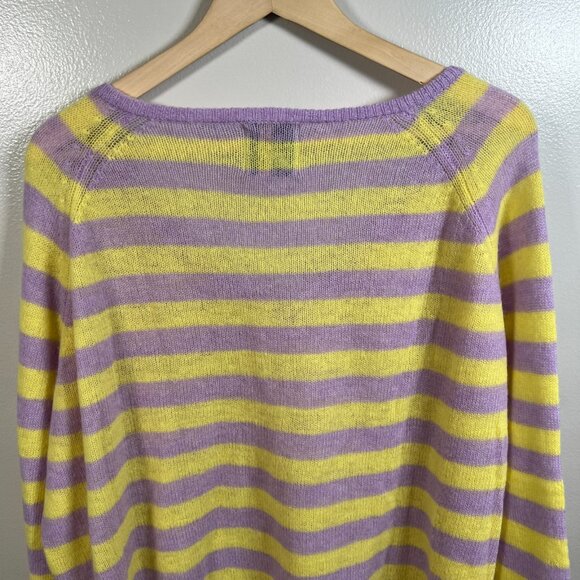 Jumper 1234 Cashmere Sweater Size US 8 Stripes V-neck Pullover Boxy Oversized - Picture 7 of 9